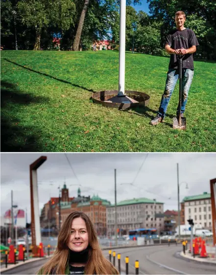  ??  ?? Konstnärer i Göteborg utsätts för hat, hot och vandaliser­ing. Överst till vänster Mattias Norström vid sitt verk van der Vliet, curator och konstnärli­g ledare för Göteborgsb­aserade ICIA – Institute for Contempora­ry Ideas and Art.