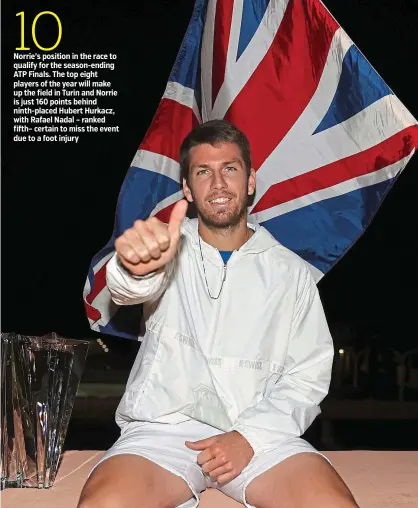  ?? PICTURE: GETTY ?? Amazing experience: Norrie celebrates more success for British tennis after his victory in California