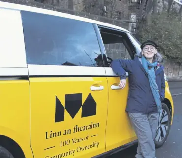  ?? ?? Oral history expert Carol Stobie with the campervan which will tour Scotland to celebrate 100 years of community ownership