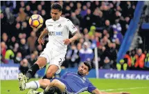  ??  ?? > Kyle Naughton in action against Chelsea’s Diego Costa