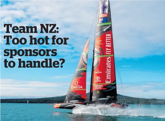  ?? Photo / ETNZ ?? Some very big companies have paid a lot to have their names on New Zealand’s America’s Cup craft.