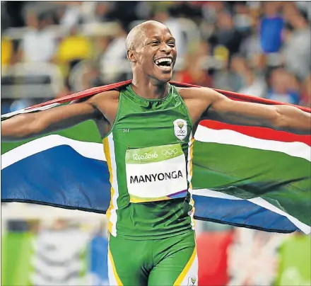  ?? Picture: EPA ?? NEW MAN: Luvo Manyonga, now based in Pretoria, celebrates after placing second in the long jump final of the Rio Olympic Games at the Olympic Stadium at the weekend