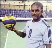  ??  ?? At 38, Ryaan Lahldas is among the veterans in the Kingdom Rhinos volleyball squad which tops the inaugural National Volleyball League table standings.