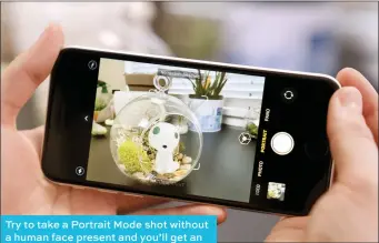  ??  ?? Try to take a Portrait Mode shot without a human face present and you’ll get an error message: No person detected
