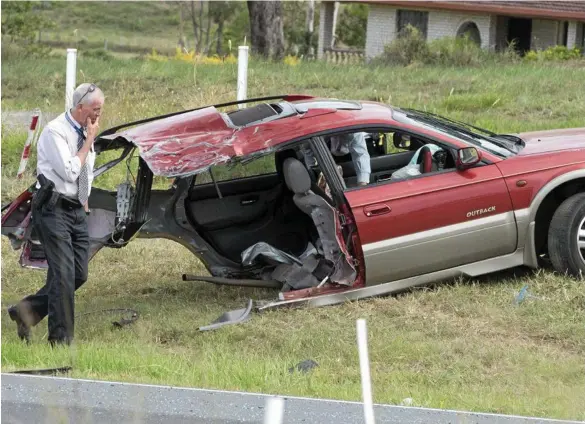  ??  ?? FACING COURT: Lance Andrew Hill was lucky to survive when a stolen car he was in crashed and split in two. PHOTO: NEV MADSEN