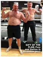  ??  ?? GIFT OF THE FLAB: Fury and Hatton in November 2017