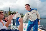  ?? — Supplied photo ?? Italy’s Tomaso Polli and Matteo Nicolini (background) celebrate their victory during the European Grand Prix.