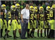  ?? ABBIE PARR — GETTY IMAGES ?? Oregon has an outside shot at making the College Football Playoff if it goes undefeated in Pac-12 play.