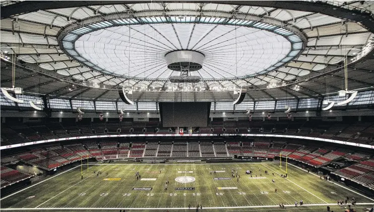  ?? — CARMINE MARINELLI/POSTMEDIA NETWORK FILES ?? B.C. Place Stadium is one of four Canadian venues scouted by the NFL as potential sites for regular season games in upcoming years.