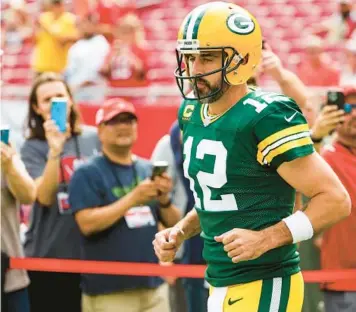  ?? AP ?? Longtime star Green Bay QB Aaron Rodgers has yet to commit to playing football for a 19th season. He also needs to figure out if he returns whether that will be with the Packers or another team, such as the New York Jets or the Las Vegas Raiders.