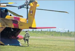  ?? Colin chisholM ?? The CH-149 Cormorant readies for take off at the Stanley Airport.