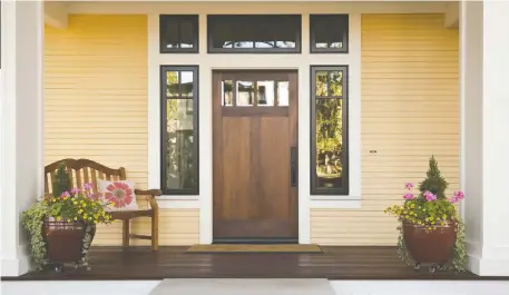  ?? NEWS CANADA ?? It’s easy to update an entryway so it stands out positively and enhances your home’s value. Replace your aging front door or
give it a new coat of paint. Then replace hardware with a handsome, high-quality option.