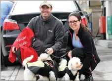  ??  ?? Paul Montgomery and Annicka Wann, Lixnaw, with Peanut and Pearl dressed for the elements.