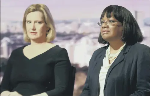  ??  ?? Home Secretary Amber Rudd (left) and Shadow Home Secretary Diane Abbott appearing on The Andrew Marr Show yesterday.