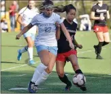  ?? KYLE FRANKO — TRENTONIAN FILE PHOTO ?? Notre Dame’s Alexa Martinos (22) had a goal in the win over Donovan Catholic.