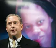  ?? (Arkansas Democrat-Gazette/Stephen Swofford) ?? Lt. Mike Blain holds holds a news conference Friday at the Pulaski County sheriff’s office regarding the slaying three years ago of April Harris in North Little Rock.