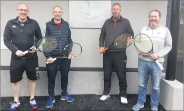  ?? ?? Denis Linehan (captain), Alan O’Meara, Michael Waldron and Ciaran O’Kennedy of the men’s grade 2 team, who have qualified for the knockout stages of the Munster Winter League. The guys play their final group game this coming Sunday in Lower Aghada at 12 noon.