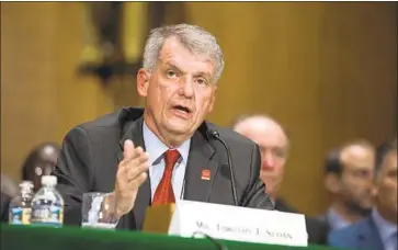  ?? Alex Edelman TNS ?? TIM SLOAN took over as chief executive of Wells Fargo &amp; Co. in October 2016, shortly after the bank’s unauthoriz­ed customer accounts scandal broke. As the scandal has spread, calls for his ouster have increased.