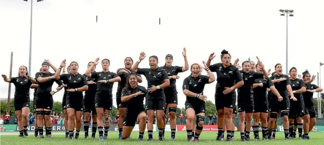  ?? PHOTO: GETTY IMAGES ?? The Black Ferns perform the haka earlier in the World Cup. New Zealand have been dominant throughout the tournament but lost to England, their opponents in the Belfast final, in Rotorua earlier this year.