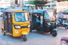  ?? AFP ?? Tuktuk taxis in Tripoli. Twenty litres of petrol are now worth around a third of the minimum wage in Lebanon.