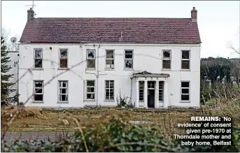  ?? ?? remains: ‘No evidence’ of consent given pre-1970 at Thorndale mother and baby home, Belfast