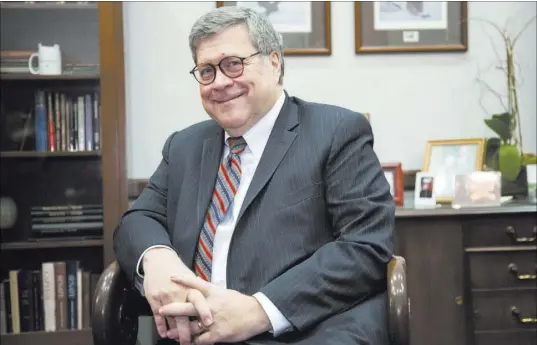 ?? J. Scott Applewhite The Associated Press ?? President Donald Trump’s attorney general nominee, William Barr, meets with Senate Judiciary Committee Chairman Chuck Grassley, R-Iowa, Wednesday on Capitol Hill. Barr has a confirmati­on hearing set for Tuesday.