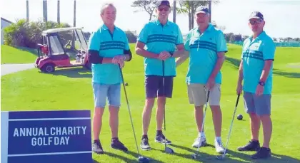  ??  ?? Alan Barugh, Mike Livingston, David Latham and Richard Gray at the Pa¯ pa¯ moa Rotary Charity Golf Tournament.