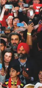  ?? Reuters ?? Liberal leader and Canadian Prime Minister Justin Trudeau takes part in a rally as he campaigns for the upcoming election, in Calgary, Alberta, on Saturday.