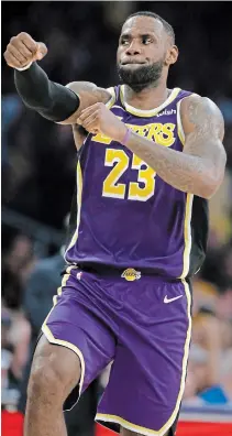  ?? ASSOCIATED PRESS FILE PHOTO ?? LeBron James has led the Los Angeles Lakers to a 15-2 start and is on a career-best streak of eight games with at least 10 assists.