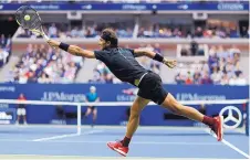  ?? ANDRES KUDACKI/ASSOCIATED PRESS ?? Rafael Nadal returns a shot from Kevin Anderson during Sunday’s U.S. Open final. Nadal is 16-7 in Grand Slam finals.