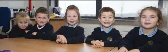  ??  ?? Junior Infants Amanda Wall, Evan O’Leary, Mia Waters, Szymon Filipiak and Farah Anderson McGarr.