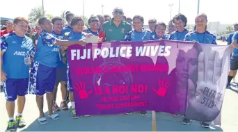  ?? Photo: Simione Haravanua Photo: Simione Haravanua Photo: Simione Haravanua ?? Republic of Fiji Military Forces women’s netball and volleyball teams during the parade at the National Netball Centre, Suva on November 19, 2018. Republic of Fiji Military Forces Commander Rear Admiral Viliame Naupoto with the Police Wives volleyball team during the opening on November 19, 2018. Police men’s volleyball team during the opening on November 19, 2018.