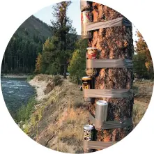  ??  ?? 02 | Pinhole cameras set up by Chuck Bueter along the Payette River in Idaho to capture the total solar eclipse of 21 August 2017.