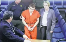  ??  ?? Nikolas Cruz, al presentars­e ayer en la corte del condado Broward, donde confesó ser el autor de la masacre escolar en Parkland.