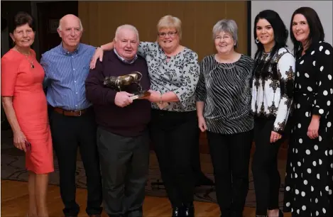  ??  ?? Dickie Callan pictured with ABP staff at his retirement night in the Canal Court Hotel in Newry.