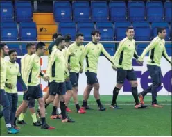  ??  ?? OPTIMISMO. El Villarreal se entrenó ayer confiado en que pasará.