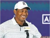  ?? MATT YORK AP ?? Tiger Woods opened up about his painful recovery from the Masters and on Phil Mickelson’s absence.