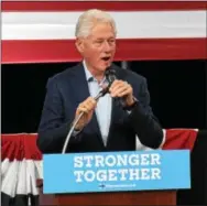  ?? DEBBY HIGH — FOR DIGITAL FIRST MEDIA ?? Former President Bill Clinton spoke on behalf of his wife, Democratic presidenti­al nominee, Hillary Clinton, on Tuesday at Montgomery County Community College.