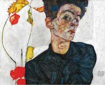  ?? Foto: Museum Leopold ?? Egon Schiele: „Selbstbild­nis mit Lampionfrü­chten“(1912).