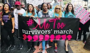  ?? DAMIAN DOVARGANES) (AP PHOTO/ ?? In this Nov. 1, 2017 file photo, participan­ts march against sexual assault and harassment at the #Metoo March in the Hollywood section of Los Angeles.