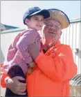  ??  ?? Secretary of Agrigultur­e Sonny Perdue, right, exchanges hats with Noah Melban, 5, for a photo opprtunity Tuesday after a town hall meeting at the World Ag Expo in Tulare.