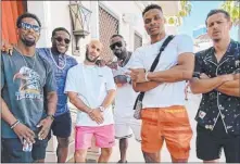  ?? Wynn Las Vegas ?? Russell Westbrook, second from right, is shown at Encore Beach Club at Wynn Las Vegas on June 13. Also in the party, from left : Jai Shaun White, Reggie Bush, Greg Yuna, Mike Rashid and Valeriu Gutu.