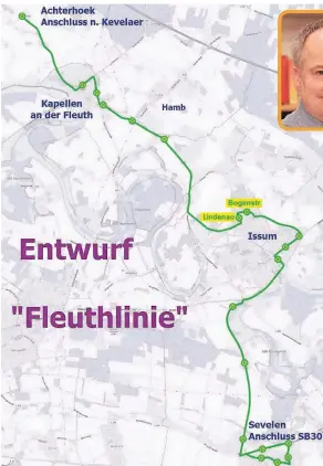  ?? GRAFIK: STADT/BÜRGERVERE­IN KAPELLEN ?? So sieht der Entwurf zur Streckenfü­hrung einer Buslinie aus, die von Achterhoek über Kapellen nach Issum führt.