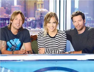  ??  ?? From left: Keith Urban, Jennifer Lopez and Harry Connick Jr.