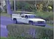  ?? SUBMITTED PHOTO ?? West Pikeland police say this pickup truck hit a woman and her daughter who were out walking their dog on Oct. 20. The driver fled the scene. Police now have issued a warrant for the suspected driver.