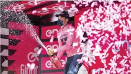  ?? Bild: Alessandro Bremec ?? Filippo Ganna firar efter segern i den inledande etappen i Giro d’Italia.