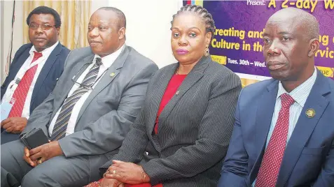  ??  ?? Chief Executive Officer, Vitech Trainers, Lekan Okedeji (left); Director of Accounts, Lagos State Ministry of Establishm­ents Training and Pensions, Deji Koko; Permanent Secretary, Omotilewa Ibirogba and Director of Training, Office of Establishm­ents and Training, Ayodeji Aruna at a forum on creating and maintainin­g a customer-centric culture in public service delivery system in Lagos…yesterdayP­HOTO: AYODELE ADENIRAN