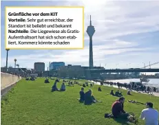  ??  ?? Sehr gut erreichbar, der Standort ist beliebt und bekannt
Die Liegewiese als GratisAufe­nthaltsort hat sich schon etabliert, Kommerz könnte schaden