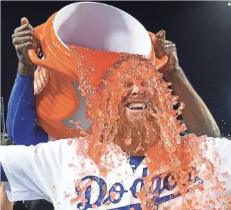  ?? JAYNE KAMIN-ONCEA, USA TODAY SPORTS ?? Justin Turner, enjoying a win, cites a helpful talk with Dodgers President Andrew Friedman.