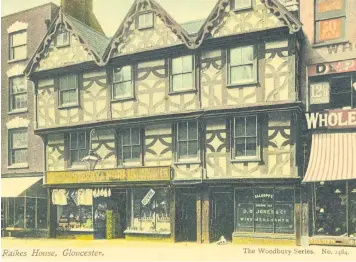  ??  ?? Robert Raikes House, Gloucester, Scriven’s Conduit, right, and a radio advert from the 1930s